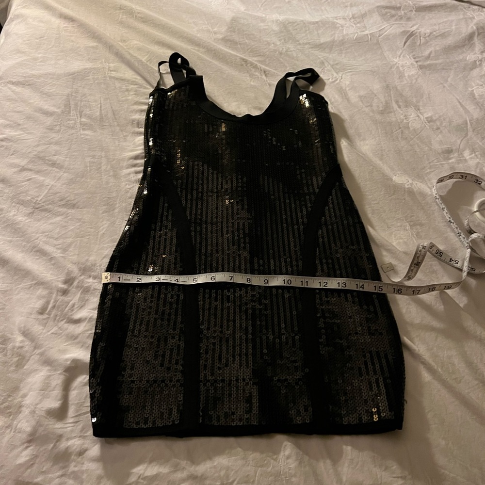BEBE, BLACK SEQUIN DRESS, SIZE S .